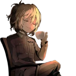 ☕️ 89d10cb7 Saga of Tanya the Evil Аниме, Персонаж, Таня Дегуречофф, Сага о Тане Злой, Военная форма, Кофе whatsapp sticker