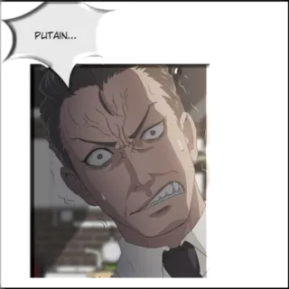 🤬 c3ab904a PUTAIN... злой, ругательство, выражение, лицо, мультфильм, мужской whatsapp sticker