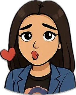 😘 36727162 cartone animato, cuore, donna, amore, carino, amichevole, ritratto telegram sticker