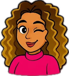 😉 44b55354 Cartone animato, Occhiolino, Donna, Amichevole, Ritratto telegram sticker