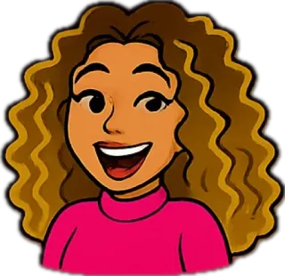 😄 e01c9668 Cartone animato, Donna, Sorriso, Capelli ricci, Felice, Ritratto telegram sticker