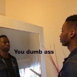 🙉 53010d57 You dumb ass penghinaan, cermin, pantulan, bahasa kasar, orang, pria whatsapp sticker