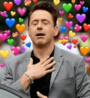 ❤️ 782e4084 cinta, hati, kasih sayang, Robert Downey Jr., meme, imut whatsapp sticker
