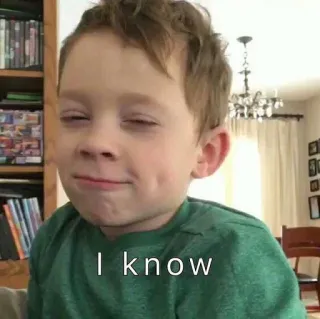 🌝 79ff517c I know Meme, Aku tahu, Ekspresi, Anak laki-laki, Lucu, Senyum sinis whatsapp sticker