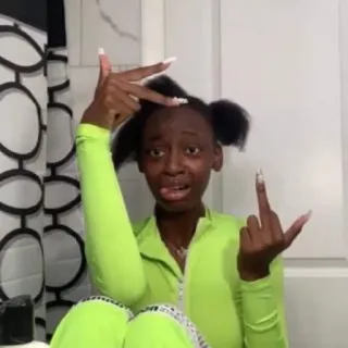 🖕 d25663eb gestur ofensif, jari tengah, potret, wanita muda whatsapp sticker