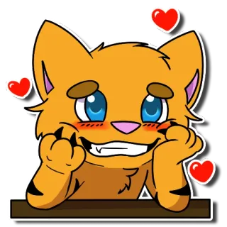 😊 4a1b7f91 Katze, Herzen, süß, Cartoon, Tier, kawaii, Aufkleber whatsapp sticker