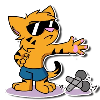 😎 f5a4292b Cartoon, Katze, Sonnenbrille, Tier, Figur, Anthropomorph, Cool, Kätzchen whatsapp sticker