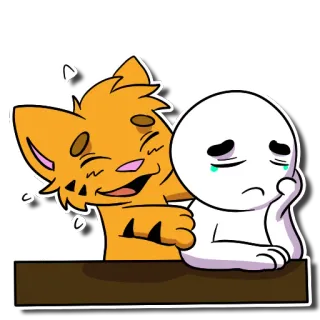 😖 fddb639d Cartoon, Katze, Figur, Traurig, Weinend, Freund, Unterstützung whatsapp sticker