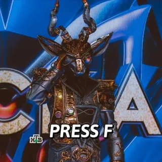 😥 95a122f3 PRESS F wciśnij F, gaming, hołd, szacunek, jeleń, maska telegram sticker