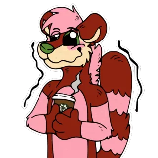 ☕ 0400d440 animale, furry, caffè, Starbucks, carino, cartone animato, personaggio whatsapp sticker