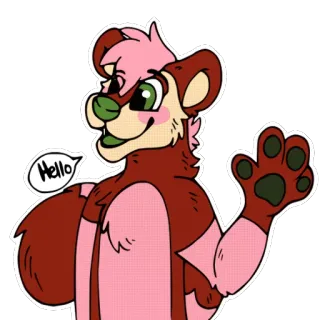 👋 4a29b823 Hello Furry, Cartone animato, Animale, Saluto, Onda, Personaggio, Amichevole whatsapp sticker