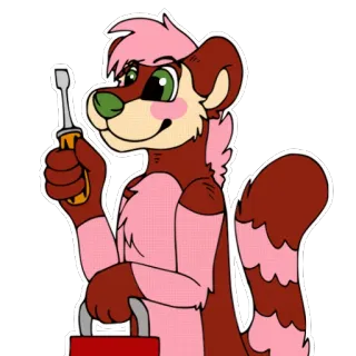 👷 a317d748 furetto, cartone animato, cacciavite, strumento, animale, personaggio whatsapp sticker