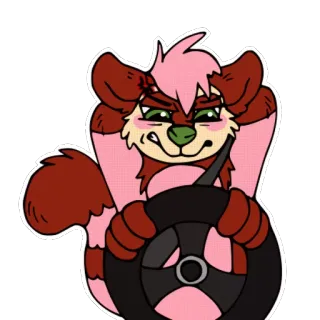 🚗 ac9f2af4 Furry, Animale, Guida, Volante, Cartone animato, Personaggio, Illustrazione whatsapp sticker