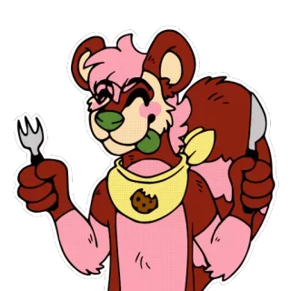 😋 b8244f30 furry, biscotto, forchetta, coltello, cartone animato, animale whatsapp sticker