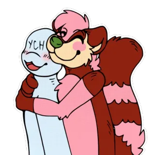 💙 c9dd1379 YCH furry, cartoni animati, abbraccio, animale, carino whatsapp sticker