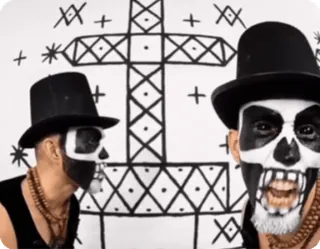 ☠️ c11bd95f mężczyźni, szkielet, makijaż, kapelusze, welon, welon krzyż telegram sticker