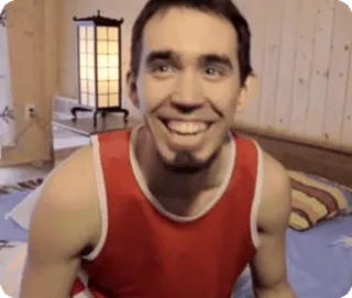 🌟 ccec0e4f mężczyzna, uśmiechnięty, wewnątrz, osoba, czerwona koszula, wyraz twarzy telegram sticker