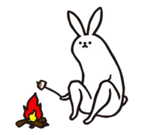 🐇 772c3679 coelho, coelhinho, fogueira, marshmallow, fofo, animal, desenho animado telegram sticker