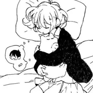 🌪️ 0f7b8a02 Аниме, Спящий, Мечтающий, Милый, Мультфильм, Черно-белый, Манга whatsapp sticker