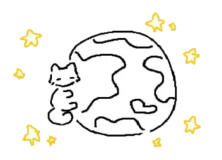 🌟 aed365aa кот, планета, звезды, мультфильм, милый, наклейка whatsapp sticker