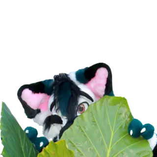 😮 01e8c225 furry, animal, caché, feuilles, nature, mignon, dessin animé telegram sticker