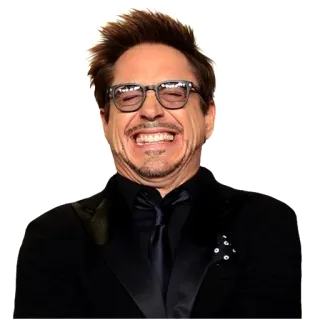 😂 0484b459 Robert Downey Jr. actor, celebrity, RDJ, laughing, glasses, man telegram sticker