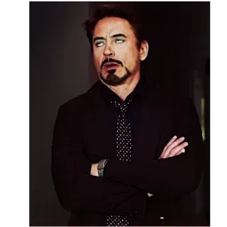 😞 f935cf39 Tony Stark Iron Man Robert Downey Jr., Tony Stark, funny, expression, goofy, actor telegram sticker