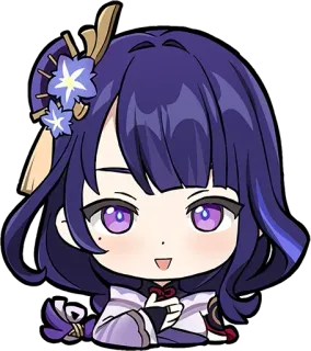 😃 0877f421 Raiden Shogun Genshin Impact 游戏, 动漫, 原神, 雷电将军, 可爱, Q版 telegram sticker