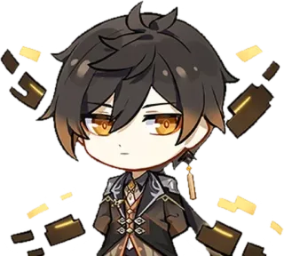 😐 1a157bd0 Zhongli Genshin Impact 动漫, 电子游戏, 原神, 钟离, Q版, 可爱 telegram sticker