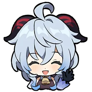 ☺️ 534b0511 Ganyu Genshin Impact 甘雨, 原神, 角色, Q版, 动漫, 游戏, 波浪 telegram sticker