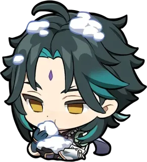 😶 611d78b7 Xiao Genshin Impact 魈, 原神, 动漫, 游戏, Q版, 雪 telegram sticker
