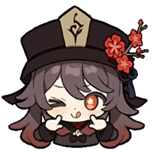 😝 7f18b7e1 Hu Tao Genshin Impact 动漫, 游戏, 原神, 胡桃, 可爱, Q版, 角色 telegram sticker