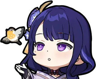 🤔 b216f4c5 Raiden Shogun Genshin Impact 动漫, 游戏, 角色, 原神, 雷电将军, Q版, 可爱 telegram sticker