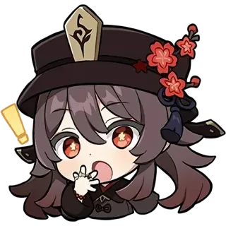 😯 e53a93f1 Hu Tao Genshin Impact 动漫, Q版, 可爱, 原神, 胡桃, 游戏角色 telegram sticker