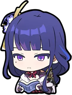 🤔 f3b87ef5 Raiden Shogun Genshin Impact 动漫, 电子游戏, 雷电将军, 原神, 紫色, Q版 telegram sticker