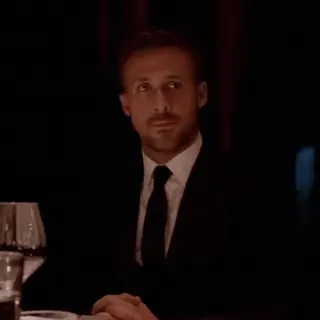 💲 217f39ae Ryan Gosling actor, man, suit, dinner, table, celebrity whatsapp sticker