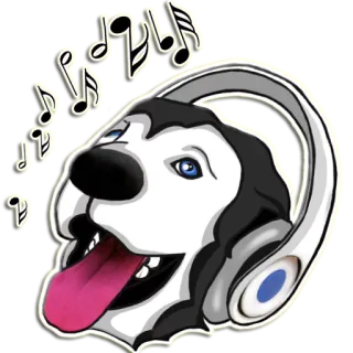 🎧 74871293 dog, husky, music, headphones, notes, sticker, cartoon telegram sticker