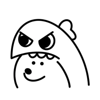 🦖 46b7e6fb kartun, marah, monster, karakter, hitam putih, ilustrasi telegram sticker