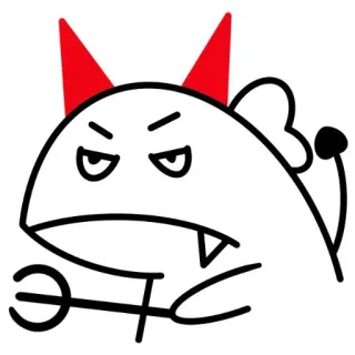 🦖 6a062f1d iblis, kartun, marah, tanduk, garpu rumput, lucu telegram sticker