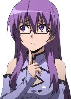 🤔 c7722b10 Anime, Personaggio, Pensierosa, Donna, Capelli viola, Occhiali whatsapp sticker