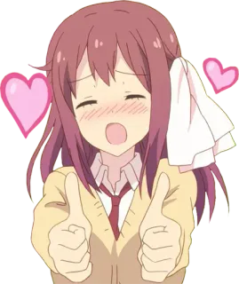 👍 e6e2209e Anime, Ragazza, Pollice in su, Felice, Cuori, Kawaii, Carino/a whatsapp sticker