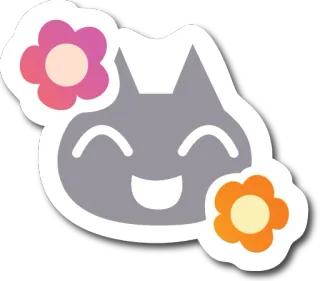 😄 959d99e4 kat, sticker, dier, bloemen, schattig telegram sticker