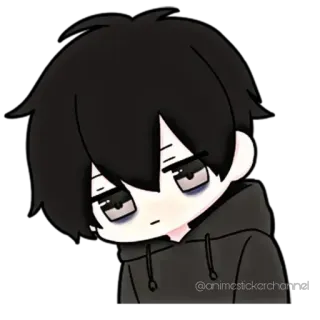 😕 ea4e1b26 อนิเมะ, การ์ตูน, เศร้า, ผมสีดำ, เสื้อฮู้ด telegram sticker