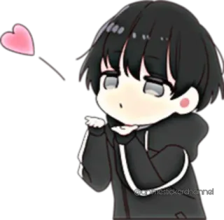 😘 f245125a อนิเมะ, จิบิ, หัวใจ, น่ารัก, การ์ตูน telegram sticker