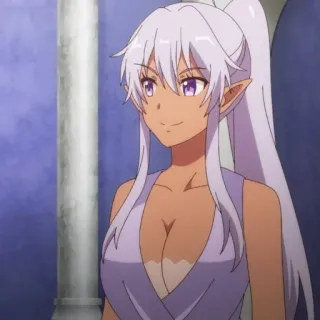 🥰 0084e5b8 アニメ, エルフ, 女性, 紫の目, 白い髪, ファンタジー telegram sticker