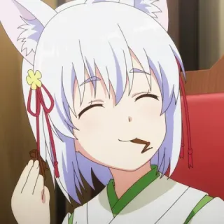 🤗 02f158e9 アニメ, 狐娘, 可愛い, かわいい, 笑顔, キャラクター, 耳 telegram sticker