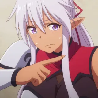 😕 296e5249 アニメ, エルフ, キャラクター, ファンタジー, 女の子, 指差し telegram sticker