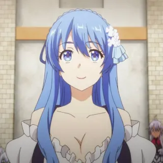 😐 70721ff2 アニメ, キャラクター, 青髪, 女性, ポートレート telegram sticker