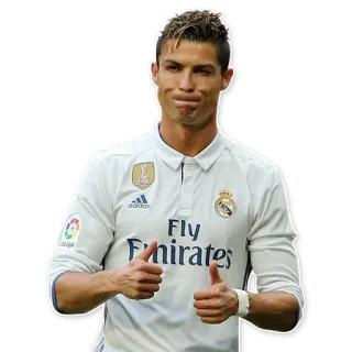 👍 d30d441d Cristiano Ronaldo soccer, football, athlete, thumbs up, real madrid whatsapp sticker