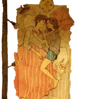 💤 05b4fec1 casal, dormindo, amor, cama, ilustração, fofo, relacionamento telegram sticker